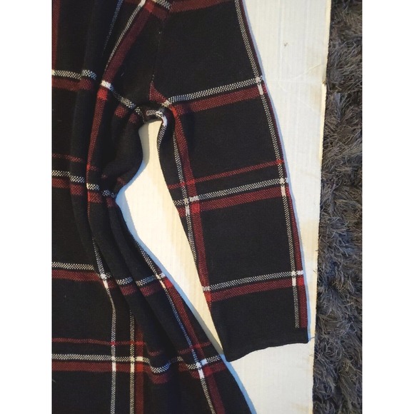 Liz Claiborne Large Black Window Pane Plaid Long Sleeve Stretch Sweater Dress - Picture 4 of 9